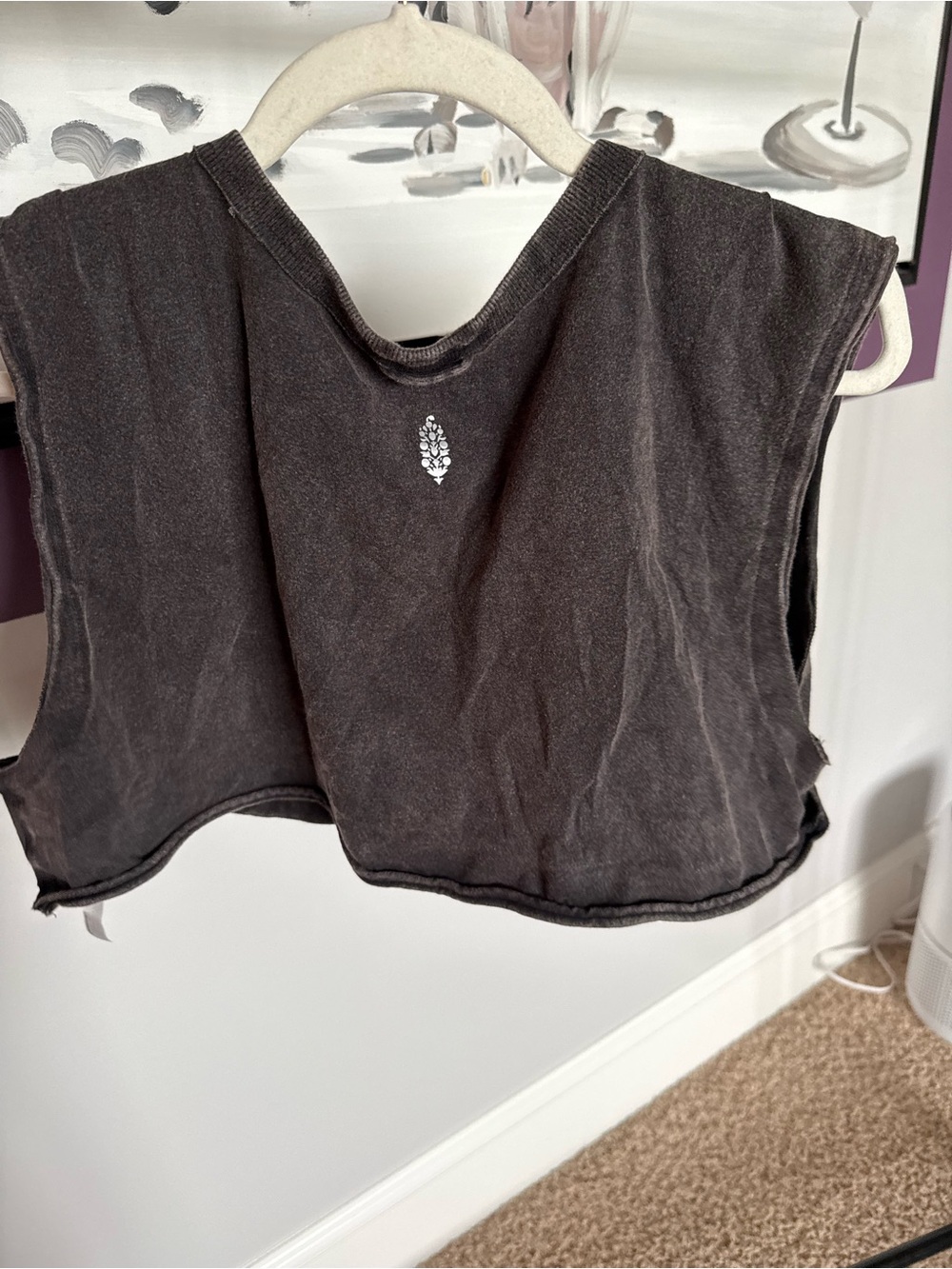 Free People Washed Black Cropped Muscle Tank - Picture 3 of 3